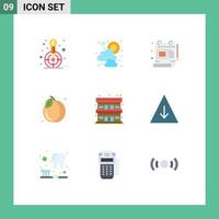 Flat Color Pack of 9 Universal Symbols of accommodation fruit creative summer pack Editable Vector Design Elements