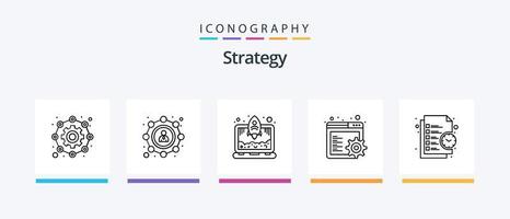Strategy Line 5 Icon Pack Including . graph. finance. data. settings. Creative Icons Design vector