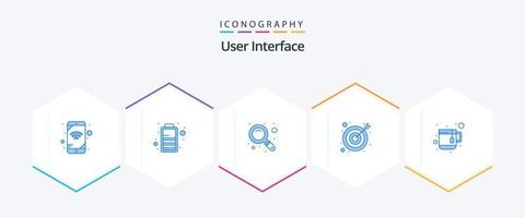 Interfaz de usuario Paquete de 25 íconos azules que incluye . . zoom. té. taza vector