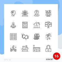 Mobile Interface Outline Set of 16 Pictograms of food chicken web food pin Editable Vector Design Elements