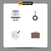 paquete de iconos planos de 4 símbolos universales de análisis de intercambio de datos computadora bolsa de camping elementos de diseño vectorial editables vector