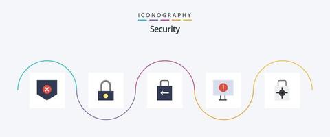 paquete de iconos de 5 planos de seguridad que incluye seguridad. almohadilla de bloqueo. llave. llave. error vector