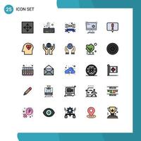 Group of 25 Filled line Flat Colors Signs and Symbols for progress function badge computer day Editable Vector Design Elements