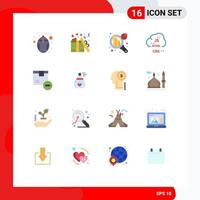 16 Flat Color concept for Websites Mobile and Apps delete development chart analysis develop code Editable Pack of Creative Vector Design Elements