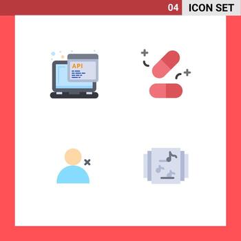 4 paquete de iconos planos de interfaz de usuario de signos y símbolos modernos de la colección de tabletas de programación api twitter elementos de diseño vectorial editables vector