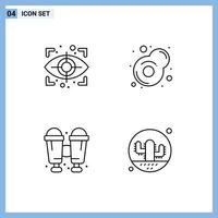 4 Line concept for Websites Mobile and Apps eye cactus breakfast binoculars nature Editable Vector Design Elements