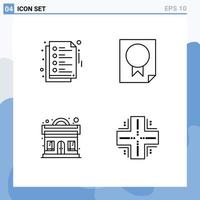 Pictogram Set of 4 Simple Filledline Flat Colors of notes music award paper party Editable Vector Design Elements
