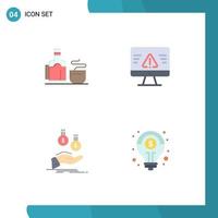 Modern Set of 4 Flat Icons Pictograph of tea hand hotel error payment Editable Vector Design Elements