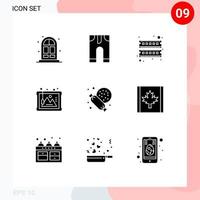 9 Universal Solid Glyphs Set for Web and Mobile Applications candy supermarket device history art Editable Vector Design Elements