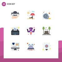 Set of 9 Modern UI Icons Symbols Signs for feminism breast cancer tape awareness typewriter Editable Vector Design Elements