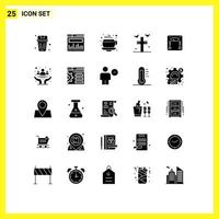 Pictogram Set of 25 Simple Solid Glyphs of weighing machine coffee yard grave Editable Vector Design Elements
