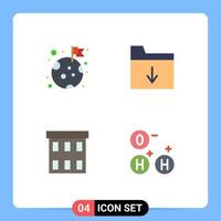 Set of 4 Commercial Flat Icons pack for flag business planet insert office Editable Vector Design Elements