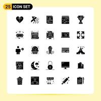 Pictogram Set of 25 Simple Solid Glyphs of business romance school love calendar Editable Vector Design Elements