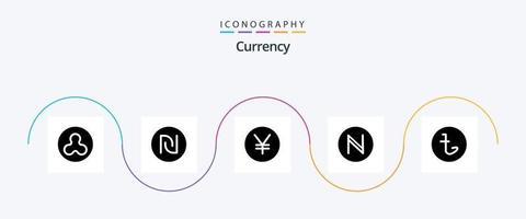 paquete de iconos de glifo de moneda 5 que incluye. cripto israelí. cadena de bloques yuan vector