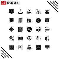 Solid Glyph Pack of 25 Universal Symbols of cupboard lotus kayak sauna plane Editable Vector Design Elements