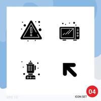 4 iconos creativos signos y símbolos modernos de alerta cocina firmar microondas hasta elementos de diseño vectorial editables vector