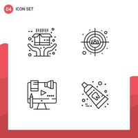 Mobile Interface Line Set of 4 Pictograms of delivery copyright auditory head shot law Editable Vector Design Elements