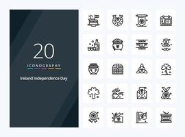 20 icono de contorno del día de la independencia de irlanda para presentación vector