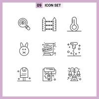 Outline Pack of 9 Universal Symbols of sale advertisement big sale wire rabbit bynny Editable Vector Design Elements