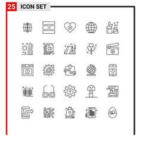 25 Universal Line Signs Symbols of candle spa love world global Editable Vector Design Elements