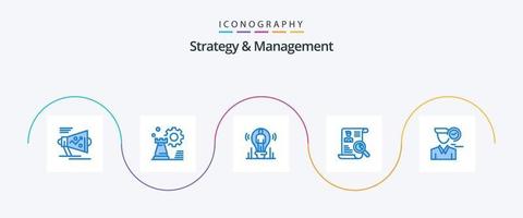 Strategy And Management Blue 5 Icon Pack Including cv. resume. setting. light. user vector