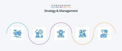 paquete de iconos azul de estrategia y gestión 5 que incluye cv. reanudar. entorno. ligero. usuario vector