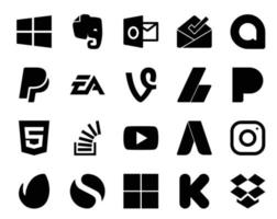 20 Social Media Icon Pack Including overflow question sports stockoverflow pandora vector