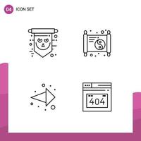 paquete de iconos vectoriales de stock de 4 signos y símbolos de línea para la flecha de la bandera cráneo nuevos elementos de diseño vectorial editables a la derecha vector