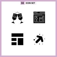 Editable Vector Line Pack of Simple Solid Glyphs of drink collage romantic database image Editable Vector Design Elements