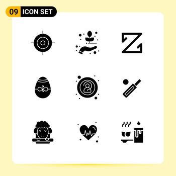 Editable Vector Line Pack of 9 Simple Solid Glyphs of anonymous egg coin easter bird Editable Vector Design Elements