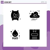 Pack of 4 creative Solid Glyphs of flour ho food love box Editable Vector Design Elements