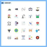 Pack of 25 Modern Flat Colors Signs and Symbols for Web Print Media such as beauty health bag rewind bag development Editable Vector Design Elements