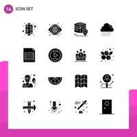 User Interface Pack of 16 Basic Solid Glyphs of excel canada khana rain muslim Editable Vector Design Elements