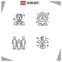 4 User Interface Line Pack of modern Signs and Symbols of man couple customer marker health Editable Vector Design Elements