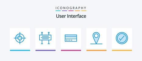 User Interface Blue 5 Icon Pack Including tick. map. business. location. interface. Creative Icons Design vector