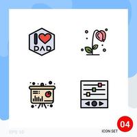 Universal Icon Symbols Group of 4 Modern Filledline Flat Colors of dad sales sun flower spring equalizer Editable Vector Design Elements