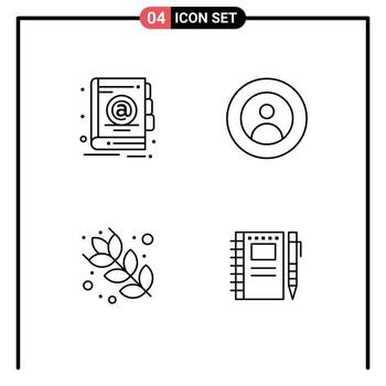 Pack of 4 creative Filledline Flat Colors of address food earth user sketch notebook Editable Vector Design Elements