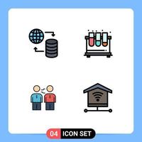 4 iconos creativos, signos y símbolos modernos de hosting, asociación, tubos web, negocios, elementos de diseño vectorial editables vector