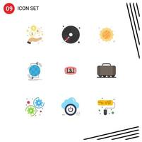 9 Universal Flat Colors Set for Web and Mobile Applications dollar web sun network global Editable Vector Design Elements