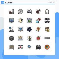 Universal Icon Symbols Group of 25 Modern Filled line Flat Colors of music earphone image headphone buttercup flower Editable Vector Design Elements