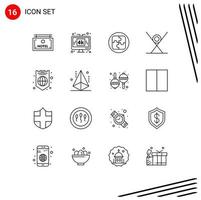 Editable Vector Line Pack of 16 Simple Outlines of sushi food lcd fast food solution Editable Vector Design Elements