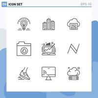 Modern Set of 9 Outlines and symbols such as network cloud office audio connection Editable Vector Design Elements