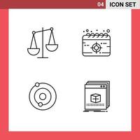 Pictogram Set of 4 Simple Filledline Flat Colors of balance system libra mission software Editable Vector Design Elements