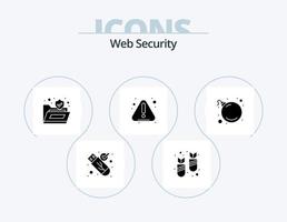 Web Security Glyph Icon Pack 5 Icon Design. threat. warning. folder. notice. alert vector