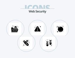 paquete de iconos de glifo de seguridad web 5 diseño de iconos. amenaza. advertencia. carpeta. darse cuenta. alerta vector