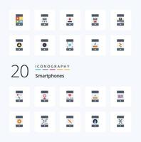 20 Smartphones Flat Color icon Pack like card security analysis password access vector