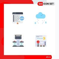 4 Universal Flat Icons Set for Web and Mobile Applications code city window snow bar Editable Vector Design Elements