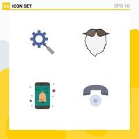 Modern Set of 4 Flat Icons and symbols such as search app setting movember notification Editable Vector Design Elements