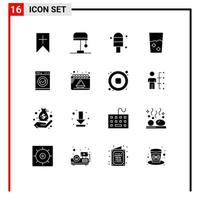 paquete de iconos de vector de stock de 16 signos y símbolos de línea para elementos de diseño de vector editables de cocina de cocina de hielo de máquina de calendario
