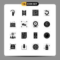 16 Thematic Vector Solid Glyphs and Editable Symbols of laptop microscope hotel medical website Editable Vector Design Elements